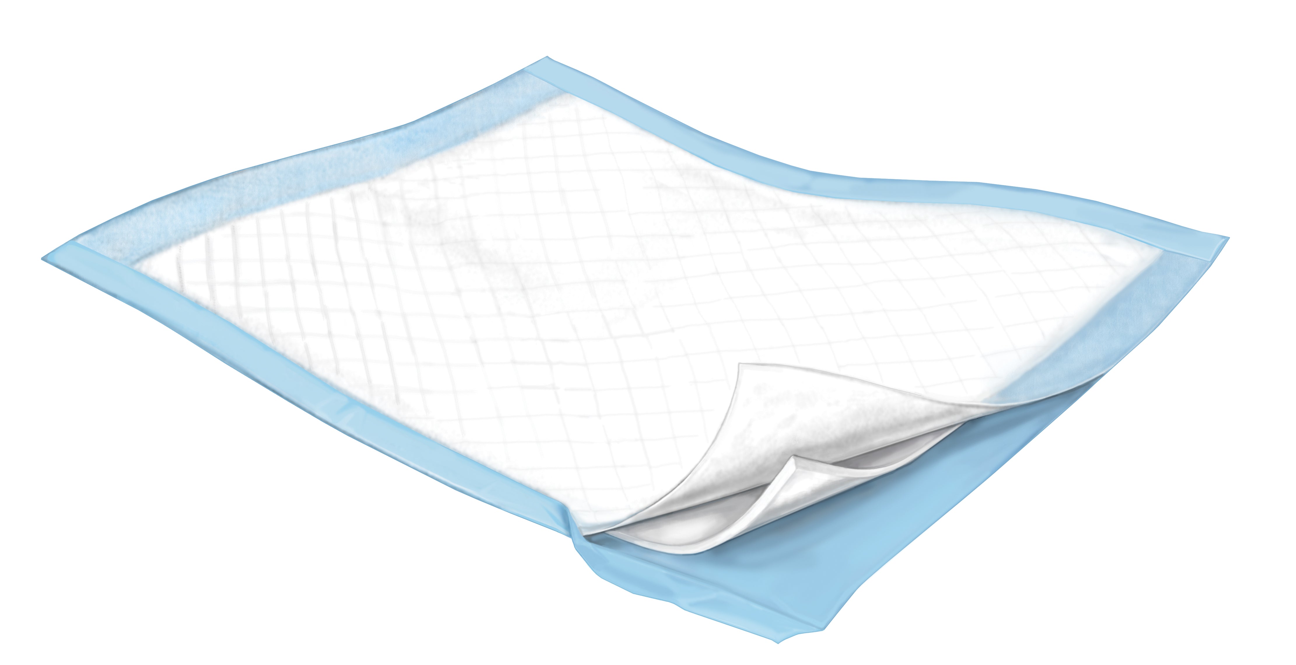 Cardinal Health Underpads, WINGS Basic, Light Absorbency, Light Blue, 23" x 36"