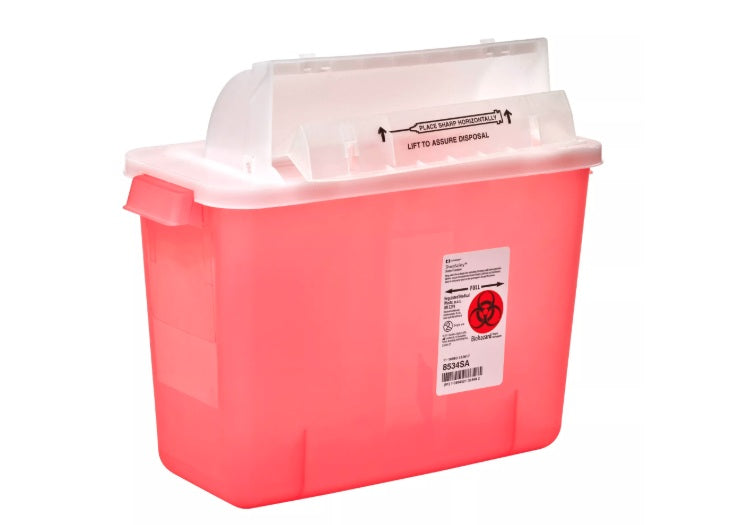 Monoject SharpStar Safety In-Room Sharps Container, Transparent Red