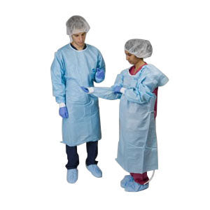 ChemoPlus Poly-Coated Impervious Open Back Gown Large, Light Blue 24 Case