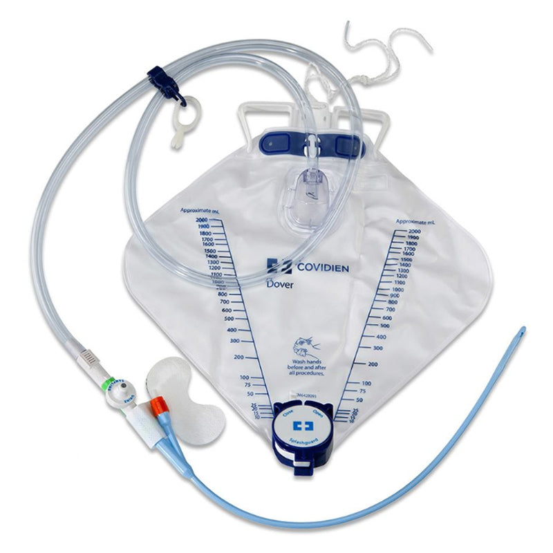 Dover Silicone Urine Meter Foley Catheter Tray, 16 Fr, 5 cc, Coude Tip with Securement Device, Hand Sanitizer and Castile Soap Wipe 1 Each