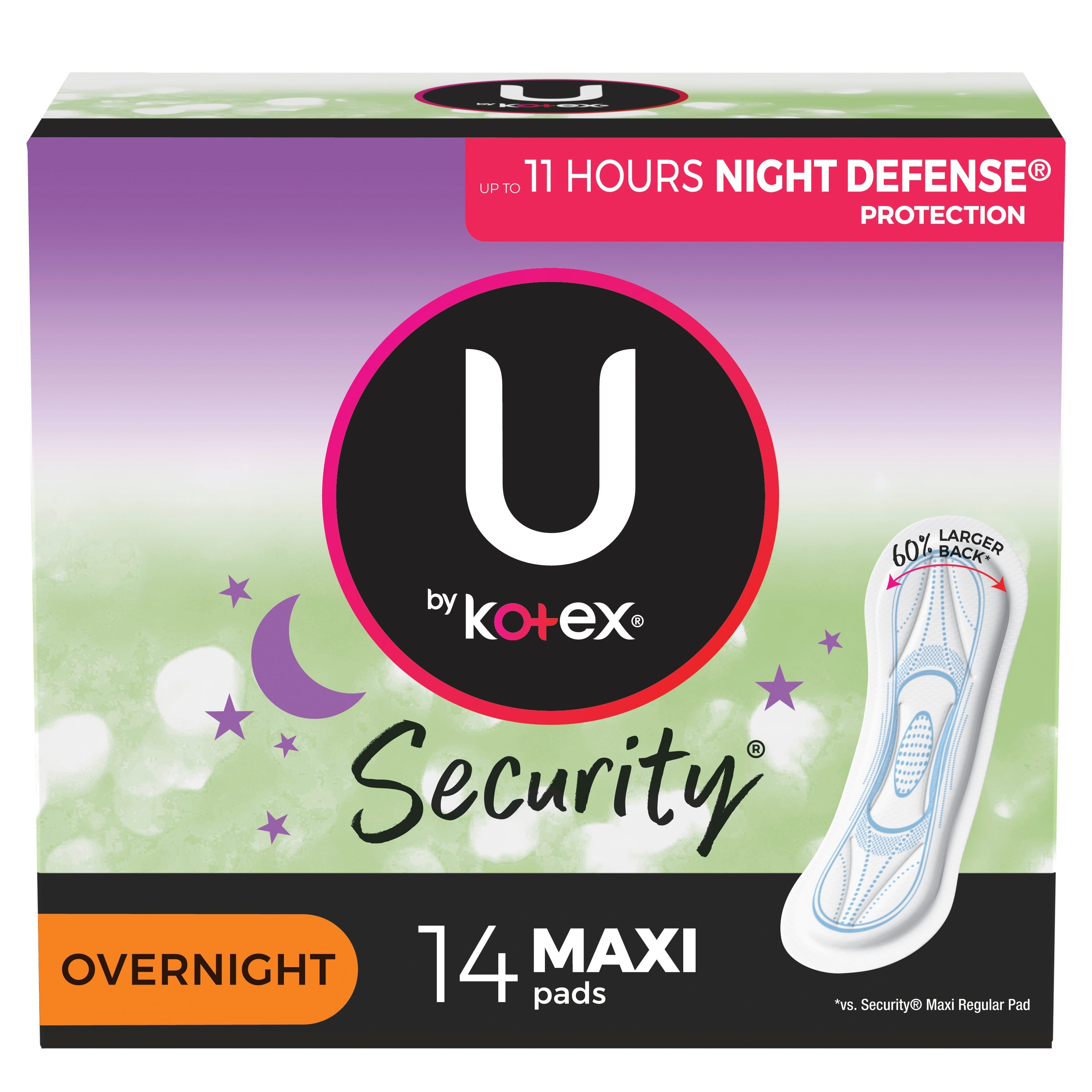 U by Kotex Premium Overnight Maxi Pads 14 Pack