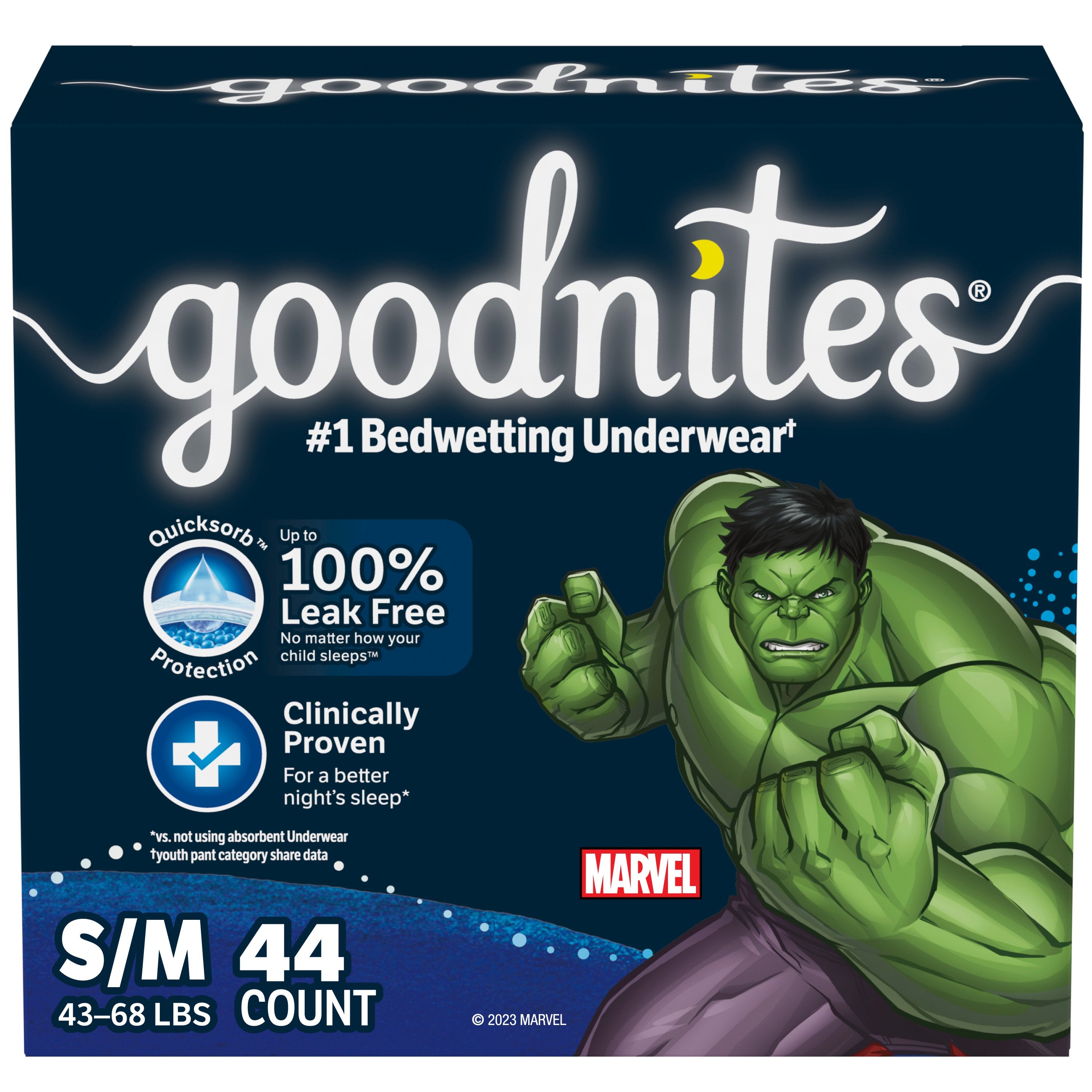 Goodnites Youth Pants for Boys Small/Medium, Giga Pack. 44 Case
