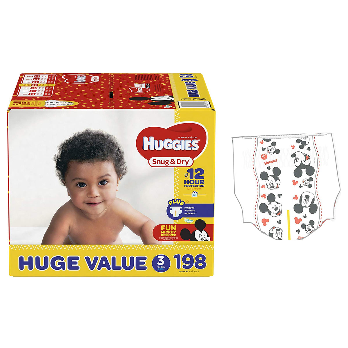 HUGGIES Snug and Dry Diapers, Size 3, HUGE Pack, 198 Count 198 Case