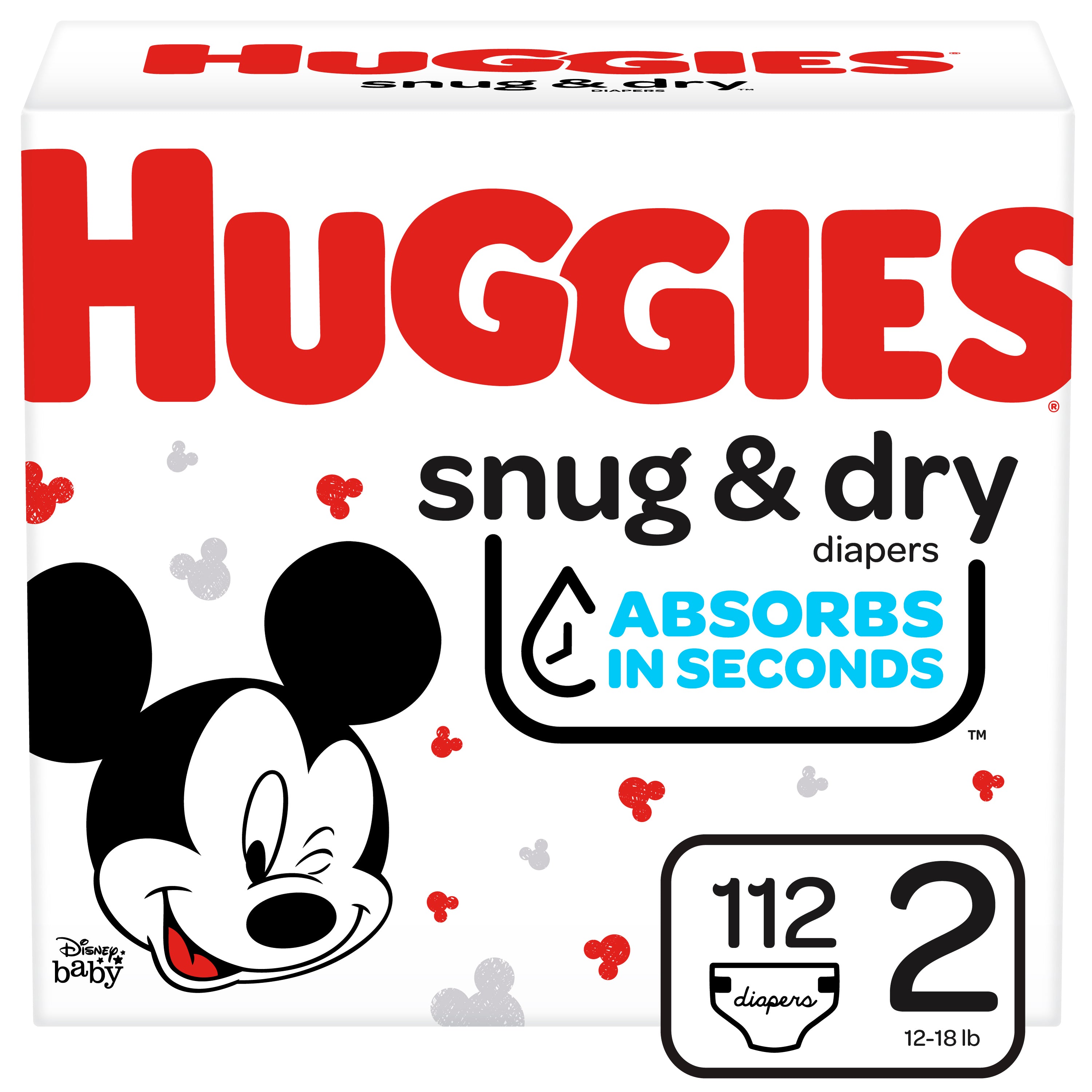 Huggies Snug and Dry Diapers, Size 2, Giga Pack, 112 Ct 112 Case