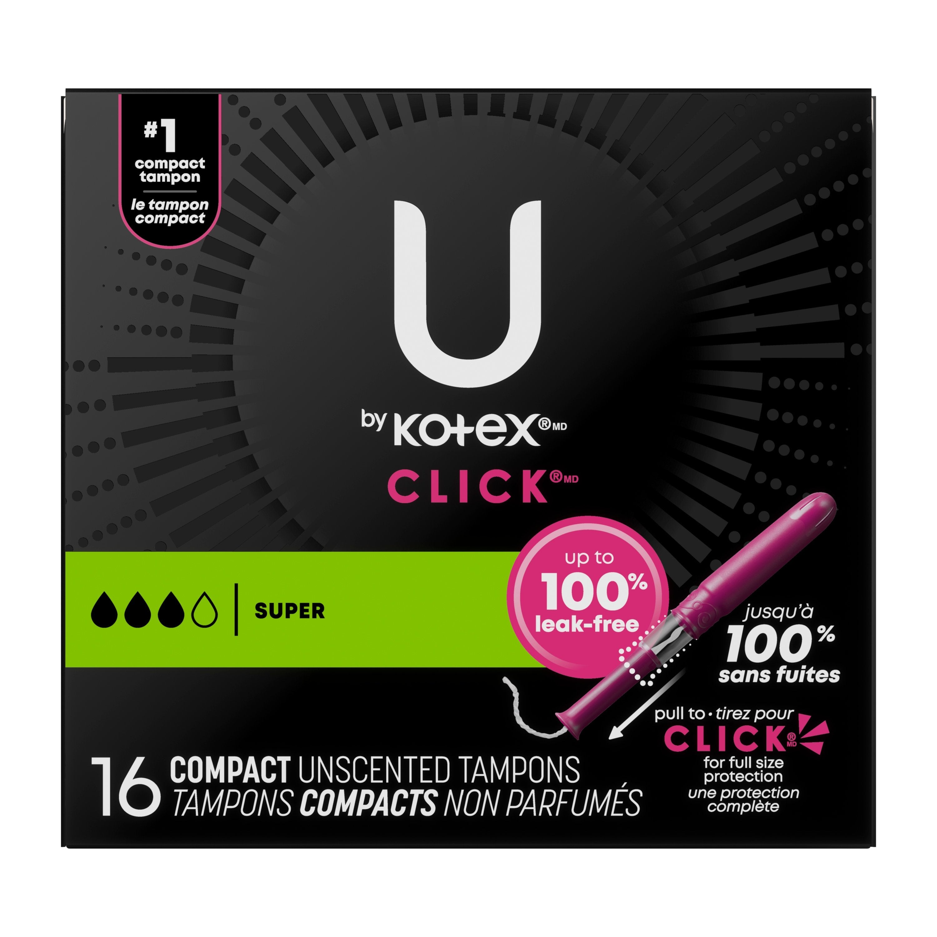 U by Kotex Supreme Premium Compact Tampons, Super, 16 ct, Replaces Item 6951570 16 Box