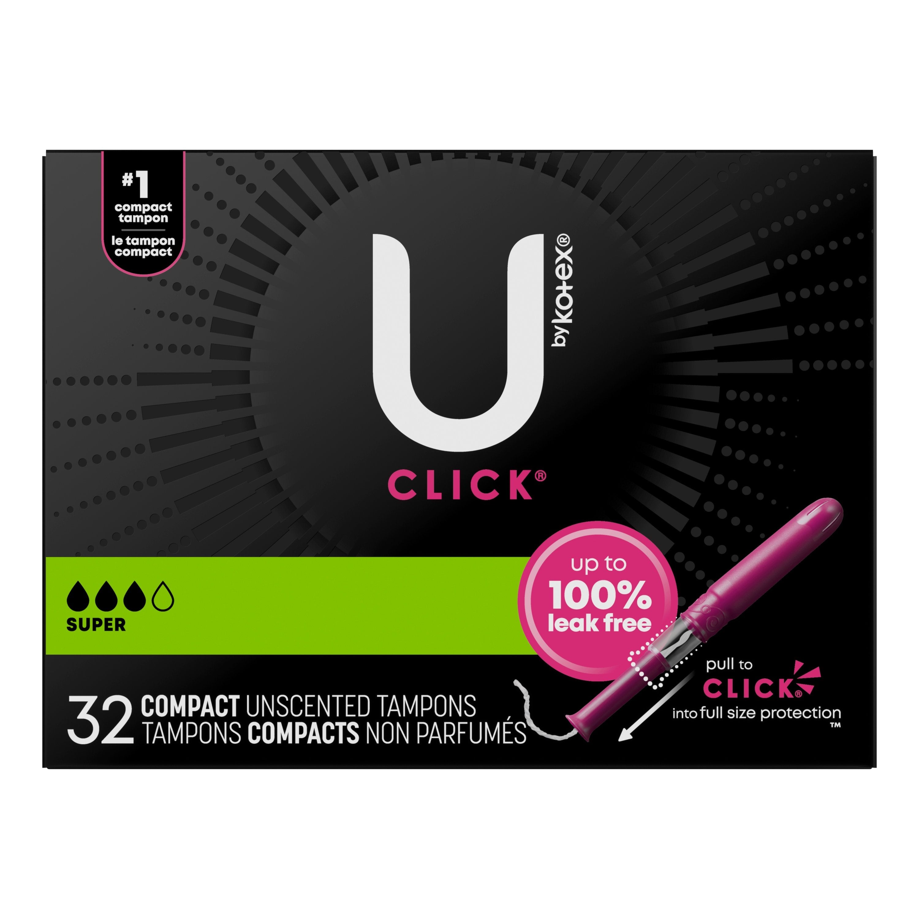 U by Kotex Supreme Premium Compact Tampons, Super, 32 ct, Replaces Item 6951573 32 Box
