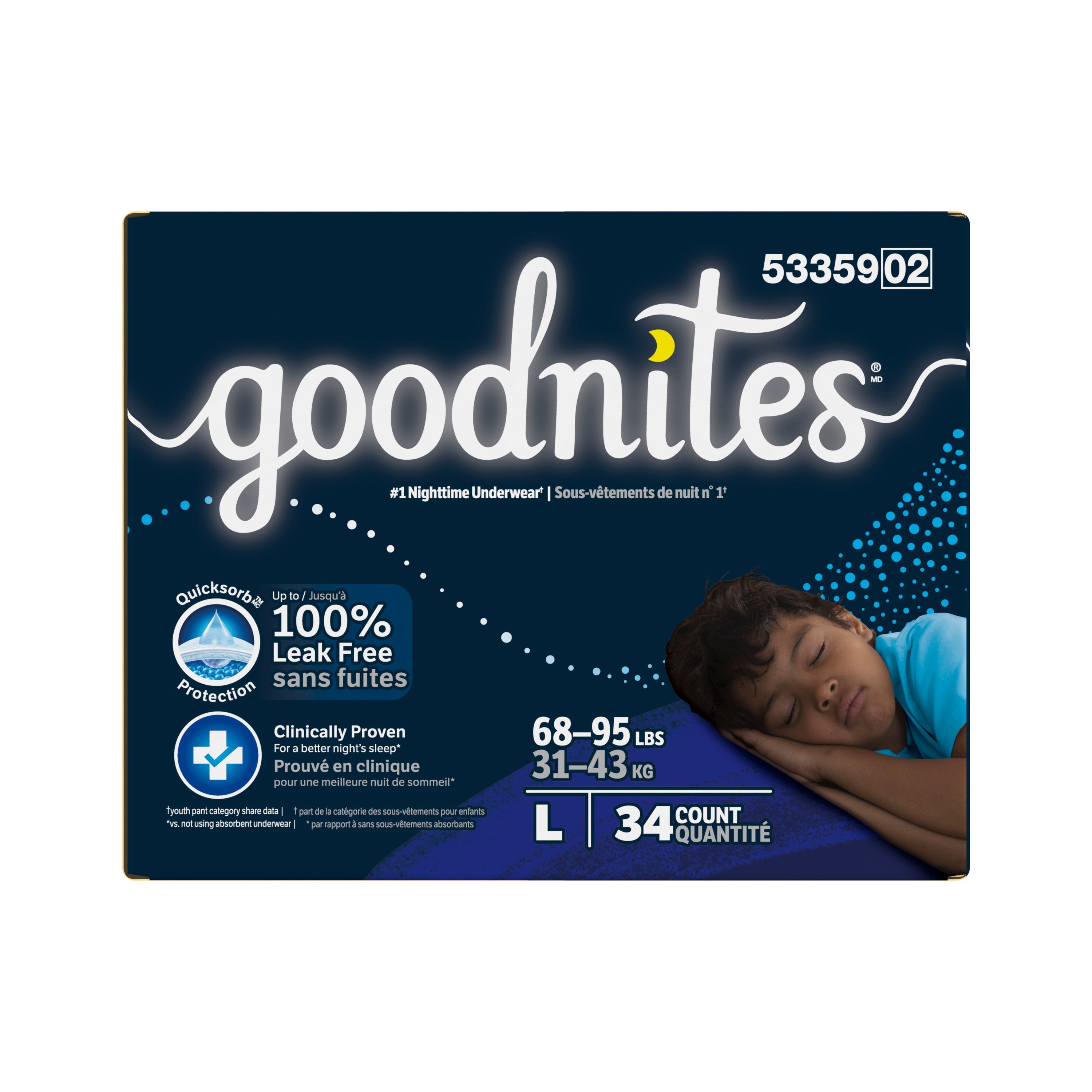 Goodnites Youth Pants for Boys, Large, Giga Pack, Replaces Item 6940533 34 Case