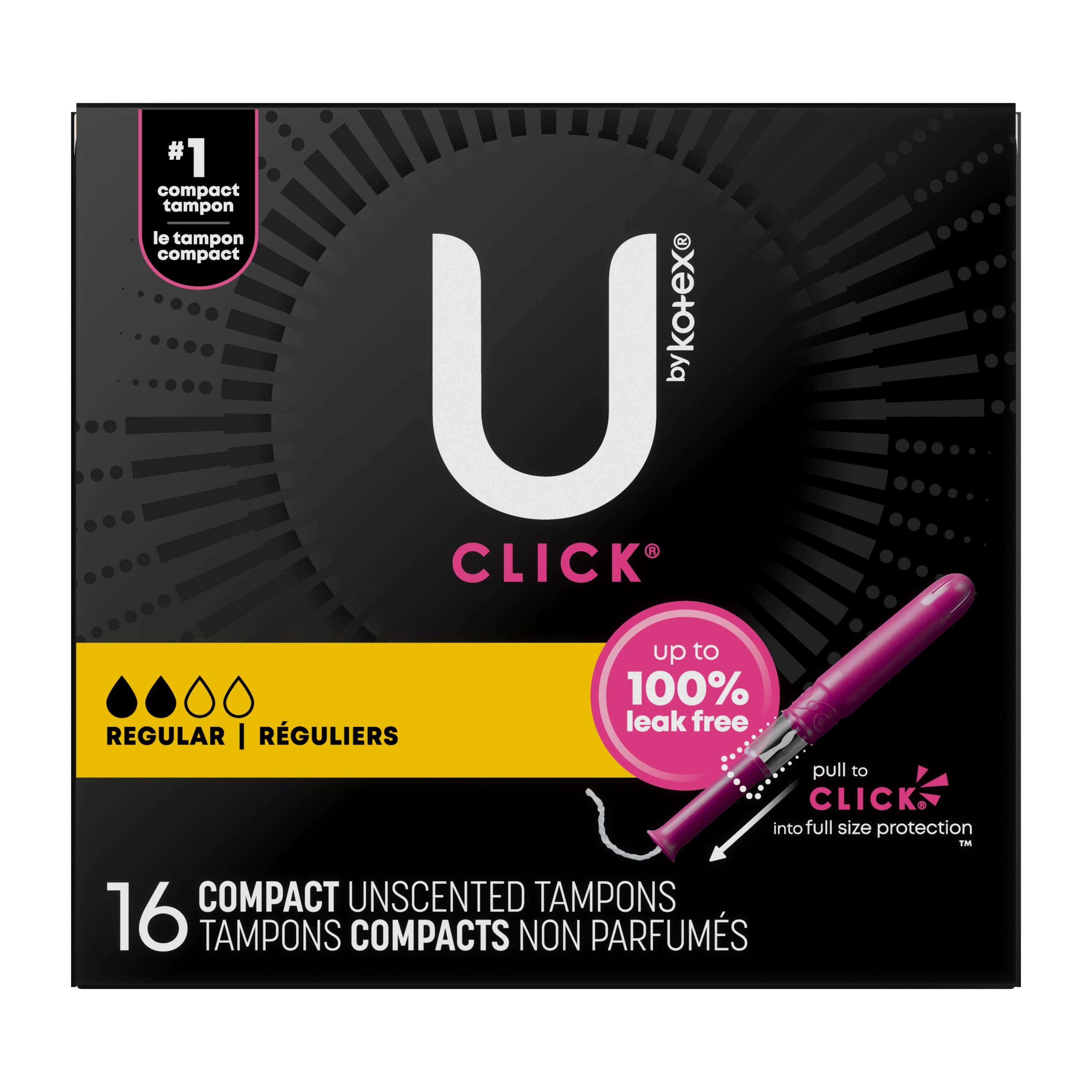 U by Kotex Supreme Premium Compact Tampons, Regular, 16 ct, Replaces Item 6951569 16 Box