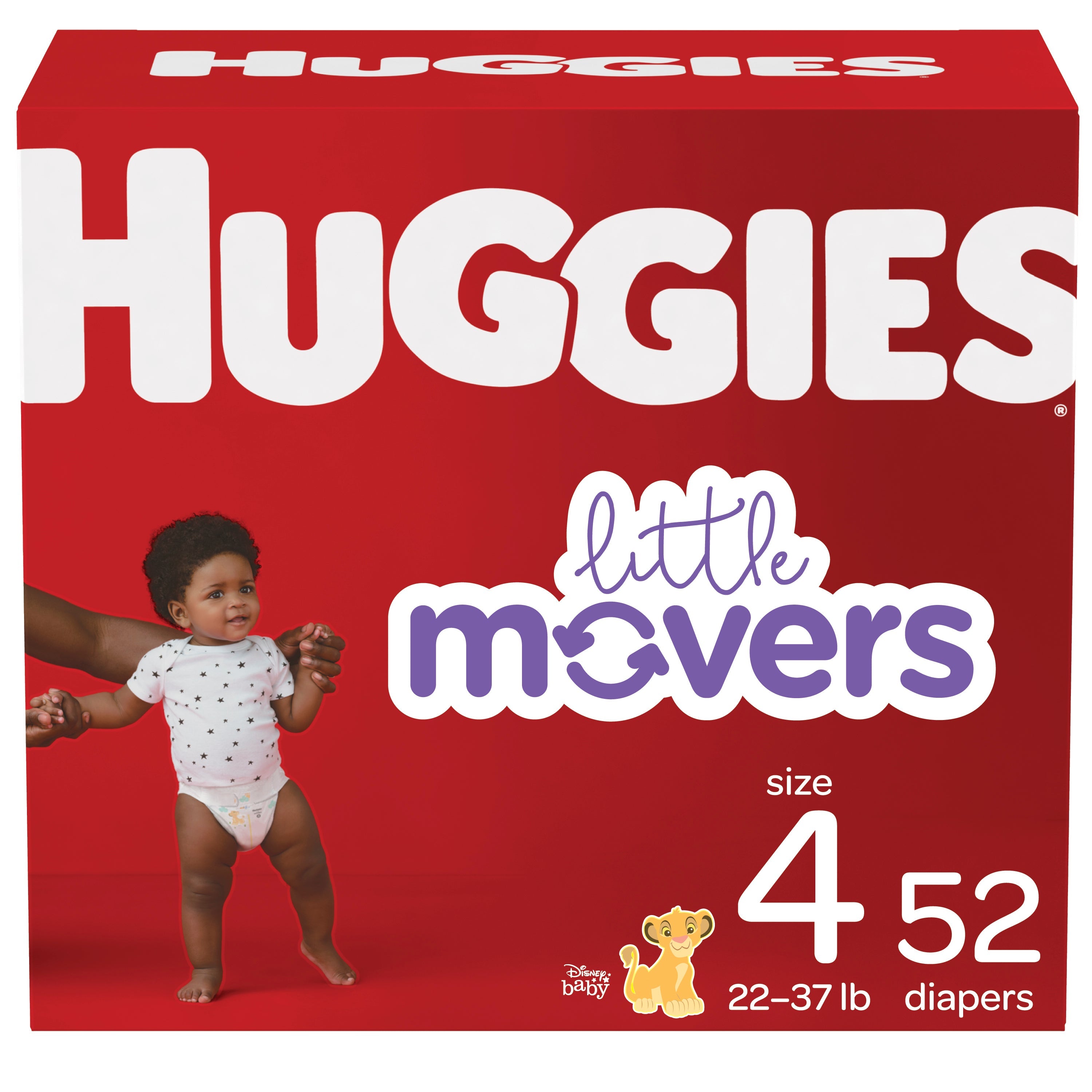 Huggies Little Movers Diapers, Size 4, Big Pack, 52 Count, Replaces Item 6949709 52 Case