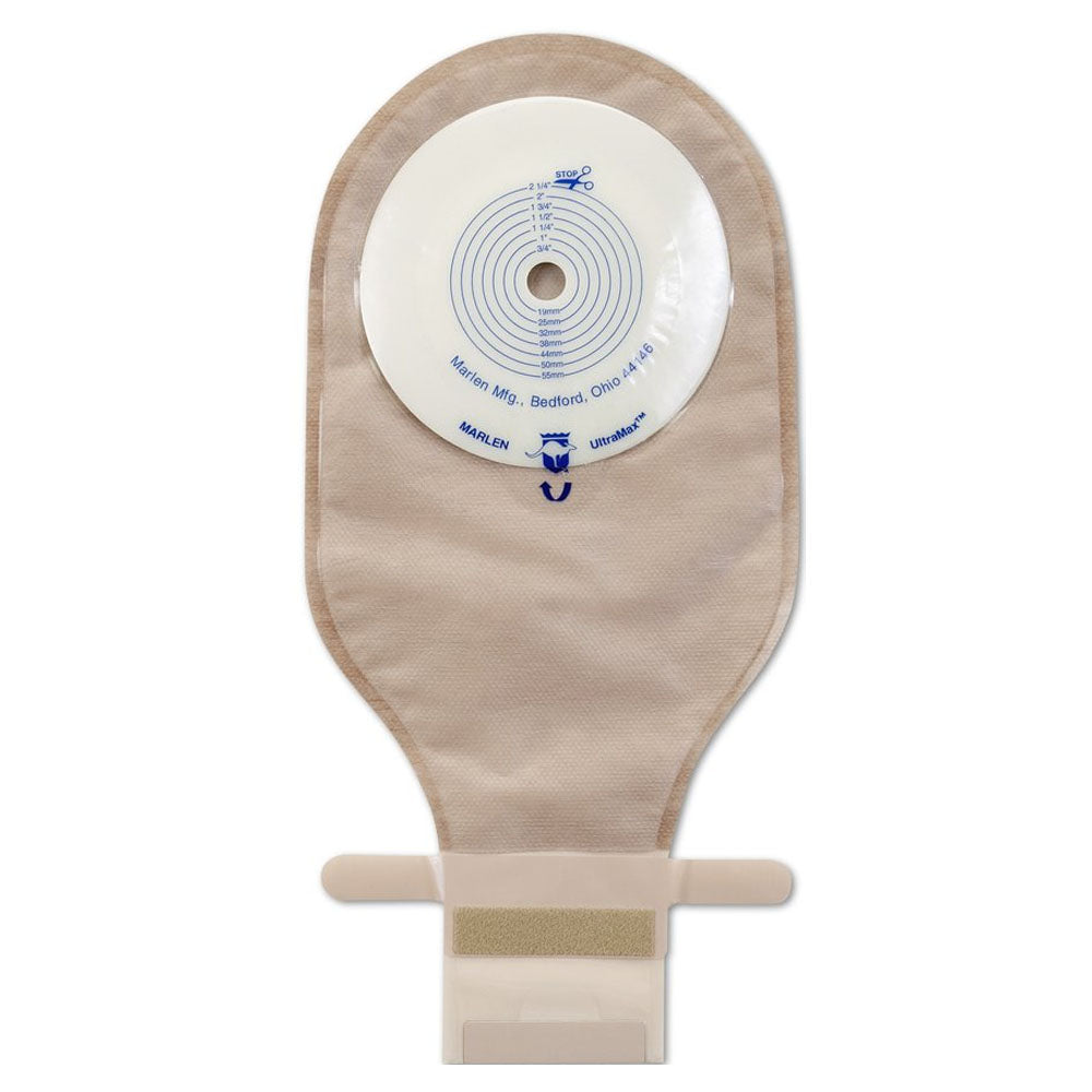 Ultramax Drainable Flat Pouch With AquaTack Hydrocolloid Barrier 1" Opening With Kwik-Klose II Closure, Opaque 5 Box