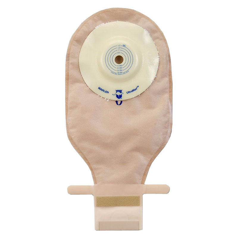 Ultramax Drainable Pouch Cut-To-Fit 1-3/4" Shallow Convexity AquaTack Hydrocolloid Barrier Kiwck-Klose II Fastener, Opaque 5 Box