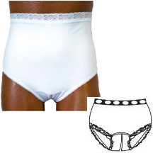 OPTIONS Split-Cotton Crotch with Built-In Barrier/Support, White, Dual Stoma, Small 4-5, Hips 33" - 37" 1 Each