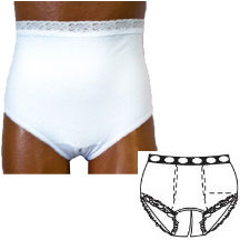 OPTIONS Split-Cotton Crotch with Built-In Barrier/Support, White, Dual Stoma, Medium 6-7, Hips 37" - 41" 1 Each
