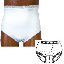 OPTIONS Split-Cotton Crotch with Built-In Barrier/Support, White, Left-Side Stoma, Small 4-5, Hips 33" - 37" 1 Each