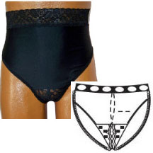 OPTIONS Split-Cotton Crotch with Built-In Barrier/Support, Black, Center Stoma, X-Large, Hips 45" - 47" 1 Each