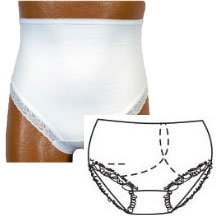 OPTIONS Ladies' Brief with Open Crotch and Built-In Barrier/Support, White, Left-Side Stoma, Medium 6-7, Hips 37" - 41" 1 Each