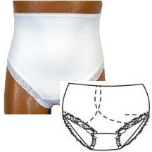 OPTIONS Ladies' Brief with Open Crotch and Built-In Barrier/Support, White, Right-Side Stoma, X-Large 10, Hips 45"-47" 1 Each