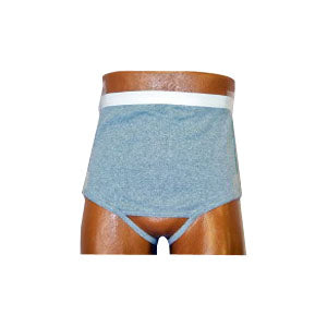 OPTIONS Men's Backless with Built-In Barrier/Support, Gray, Center Stoma, Medium 36-38 1 Each