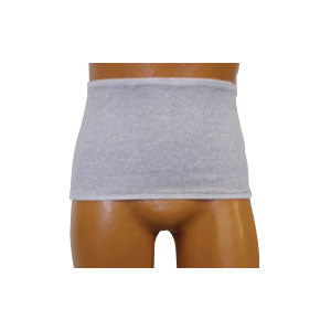 Men's Wrap/Brief with Open Crotch and Built-in Ostomy Barrier/Support Gray, Center Stoma, Small 32-34 1 Each