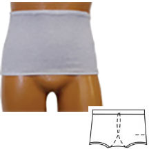 Men's Wrap/Brief with Open Crotch and Built-in Ostomy Barrier/Support Large, Center, Light Gray 1 Each