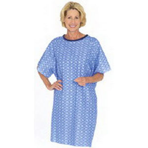 Tieback Patient Gown, Blue Plaid, One Size 1 Each