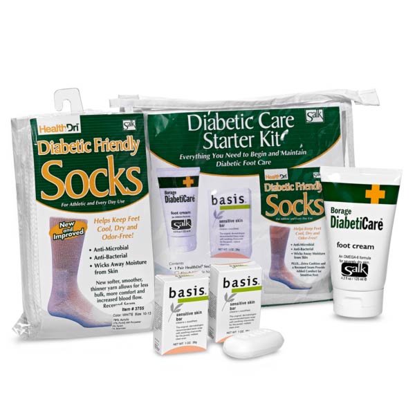 Diabetic Foot Care Starter Kit with Cream, Soap, Size 10 - 13 Socks 1 Each