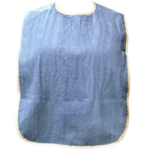 Adult Bib with Velcro Closure and Vinyl Backing, Blue, 18" x 30" 1 Each