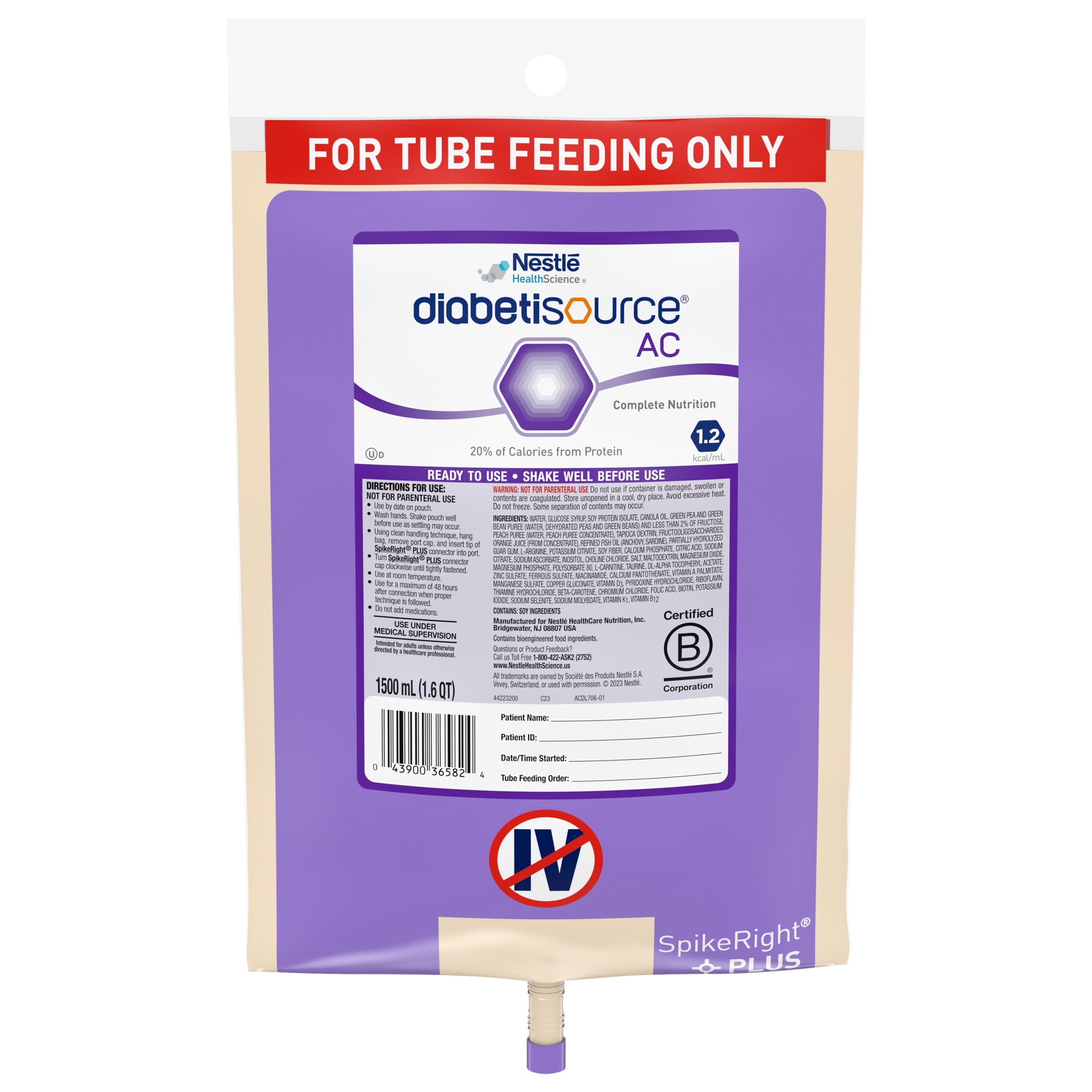 Diabetisource Advanced-Control Tube Feeding SpikeRight 1500mL 1 Each