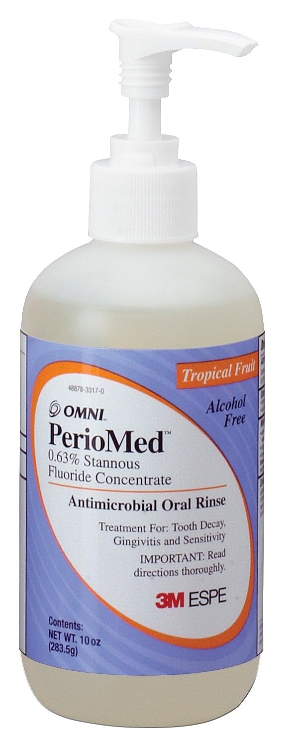 3M PerioMed 0.63% Stannous Fluoride Oral Rinse, Tropical Fruit Flavor, 1 10 oz Bottle with Pump 1 Each
