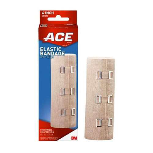 Ace Elastic Bandage 6" with Clips 1 Each