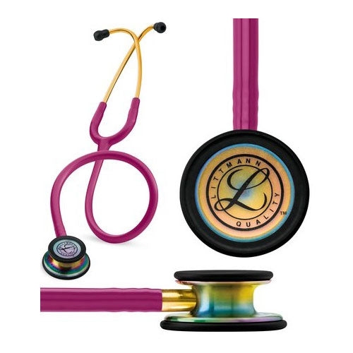 Littmann Classic III Stethoscope, Rainbow-Finish, Raspberry Tube, 27" 1 Each