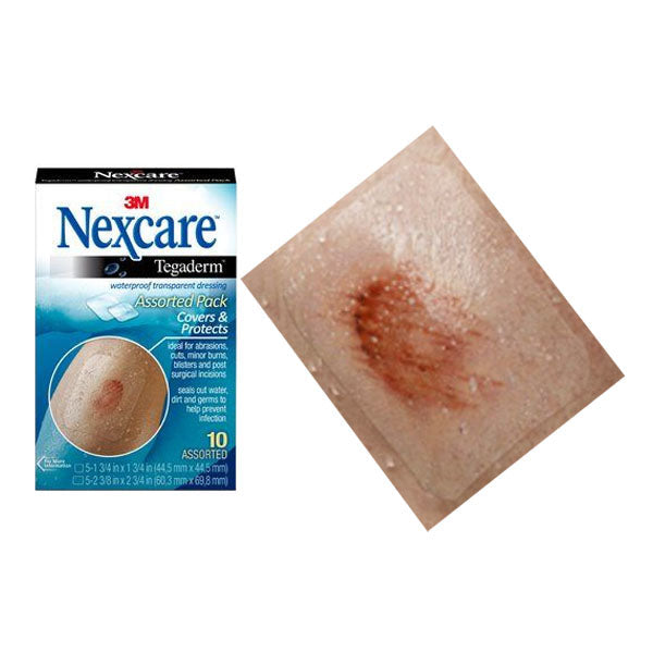 Nexcare Tegaderm Waterproof Transparent Dressing, 10 Count, Assorted Sizes 10 Pack