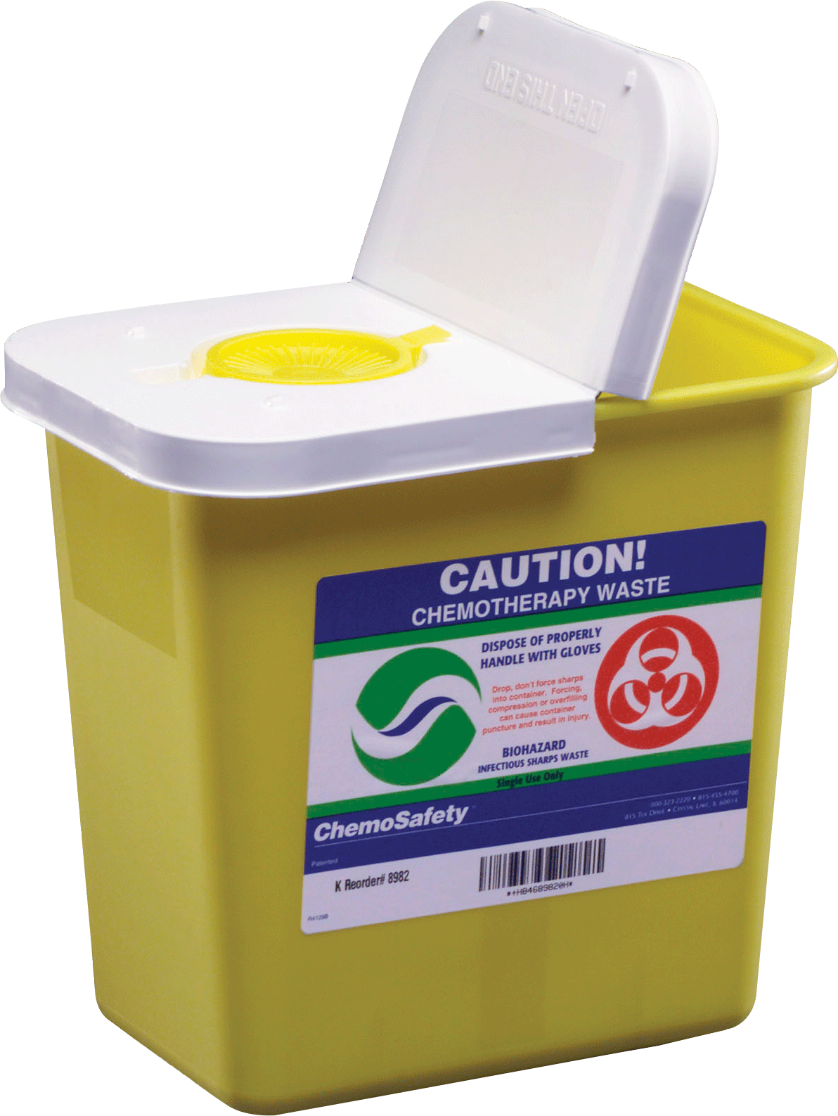 ChemoSafety Container with Hinged Lid 2 Gallon 1 Each