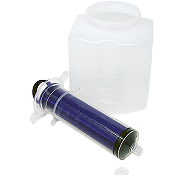 Vesco ENFit Tip Feed & Flush Flat Top Syringe, 60 mL, with 500 mL Container