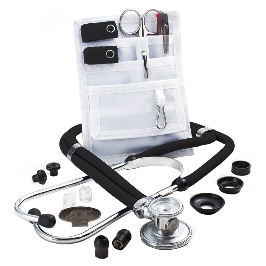 Adscope Sprague Stethoscope with Accessory Pack, Black. 1 Each