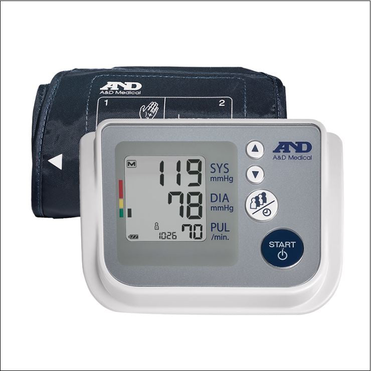 A & D Medical Multi-User Upper Arm Automatic Blood Pressure Monitor with AccuFit Plus Wide Range Cuff 1 Each