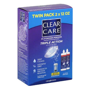 Clear Care Cleaning and Disinfection Contact Solution, 2 x 12 oz. 2 Pack