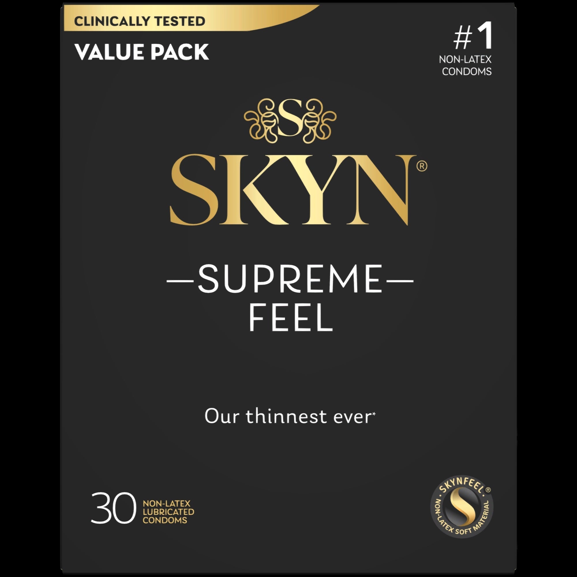 SKYN Supreme Feel Non-Latex Lubricated Condom, 30 ct