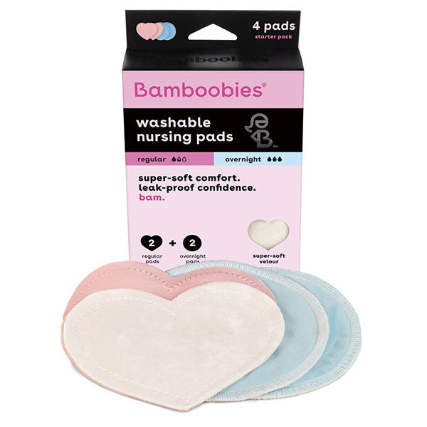 Bamboobies Washable Bamboo Rayon Nursing Pad, 2 Pair Pack, 1 Regular and 1 Overnight 4 Box