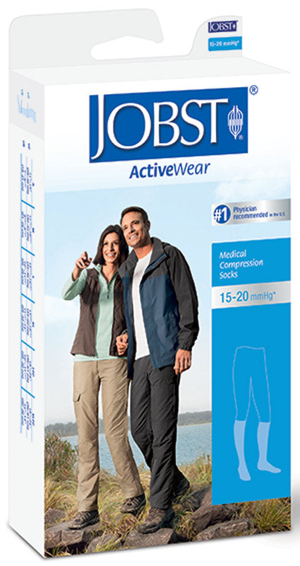 JOBST ActiveWear Knee-High Moderate Compression Socks X-Large, White 1 Each