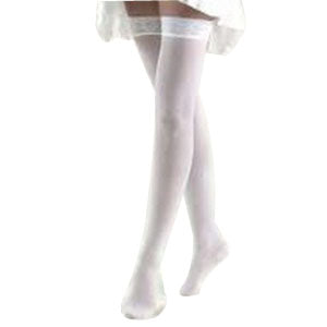 Anti-Embolism Thigh-High Seamless Elastic Stockings Small Short, White 1 Each