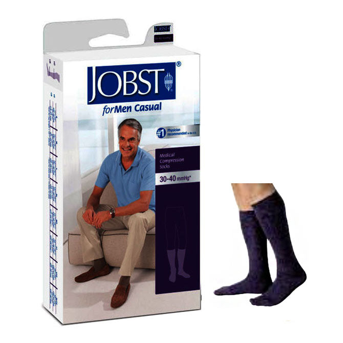 Jobst For Men Casual Knee-High, 30-40, Closed, Navy, X-Large 1 Each