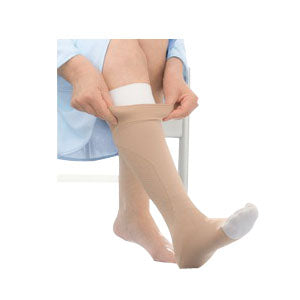 UlcerCare Knee-High Compression Stockings with Liner, Large, Beige 1 Each