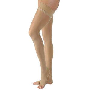 Ultrasheer, Thigh with Silicone Dot Band, 20-30, Open Toe, Small, Honey 1 Each