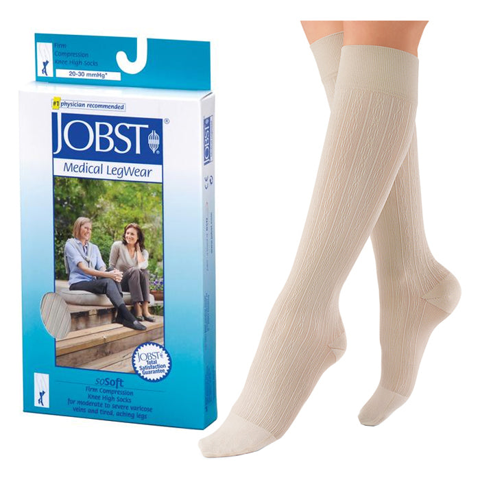 SoSoft Knee High, 20-30, Brocade, Closed Toe, Small, Sand 1 Each