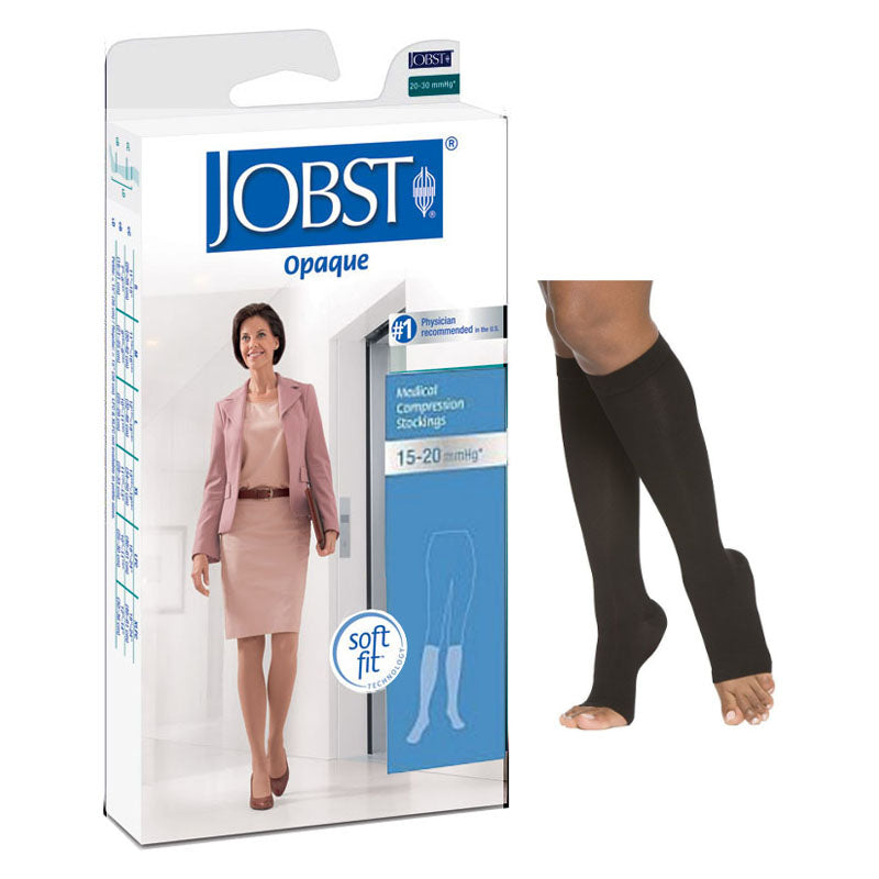Jobst Opaque SoftFit Knee-High, 15-20, Open Toe, Black, Medium 1 Each