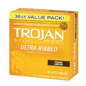 Trojan Ultra Ribbed Lubricated Condom 3 Each