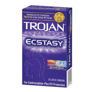 Trojan Pleasure Ecstasy Lubricated Condom 10 Each