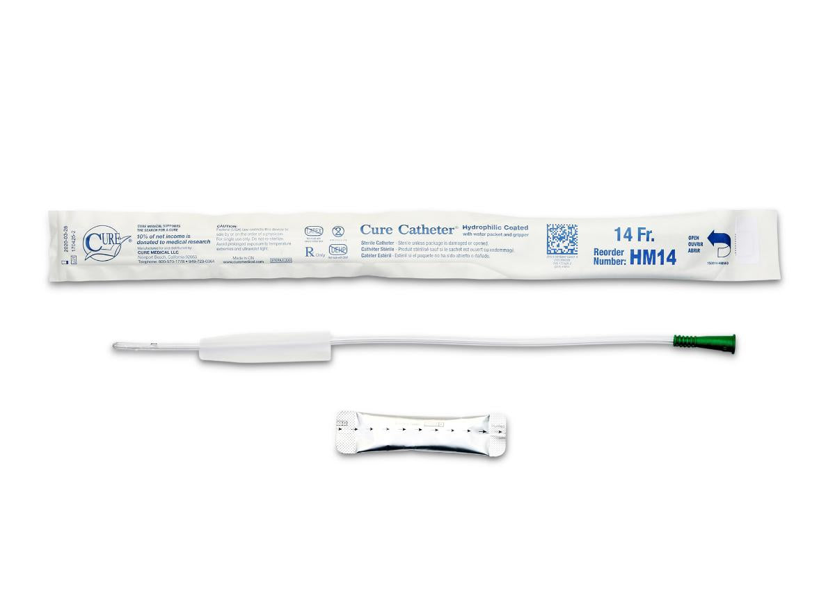 Hydrophilic Cure Catheter, 16" Male, Straight Tip, 14 FR