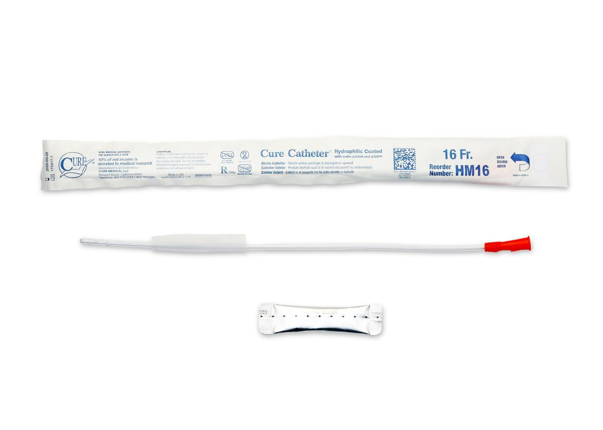 Hydrophilic Cure Catheter, 16" Male, Straight Tip, 16 FR